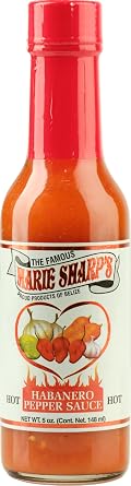 Marie Sharps Hot Habanero Pepper Sauce, 5 oz Authentic Belizean Hot Sauce with Fresh Red Habanero Peppers