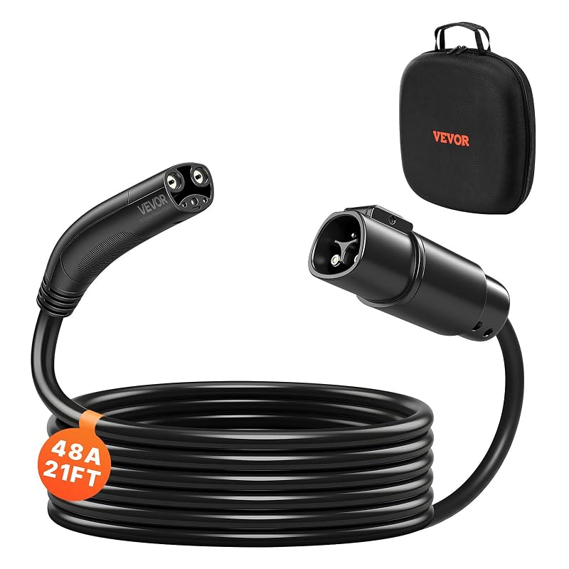 Cabo de Extensão para Carregador de Veículo Elétrico VEVOR 48 A, 6,4 m, 240 V, 11,52 kW, Plugue NACS para Tesla, Modelo EVT04