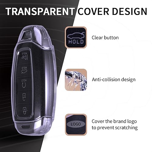 Miniatura 2 de TANGSEN Funda para llavero de TPU compatible con Hyundai Accent Azera Elantra GT Grandeur I30 IG IX35 Kona Palisade Santa Fe Solaris 4 5 botones