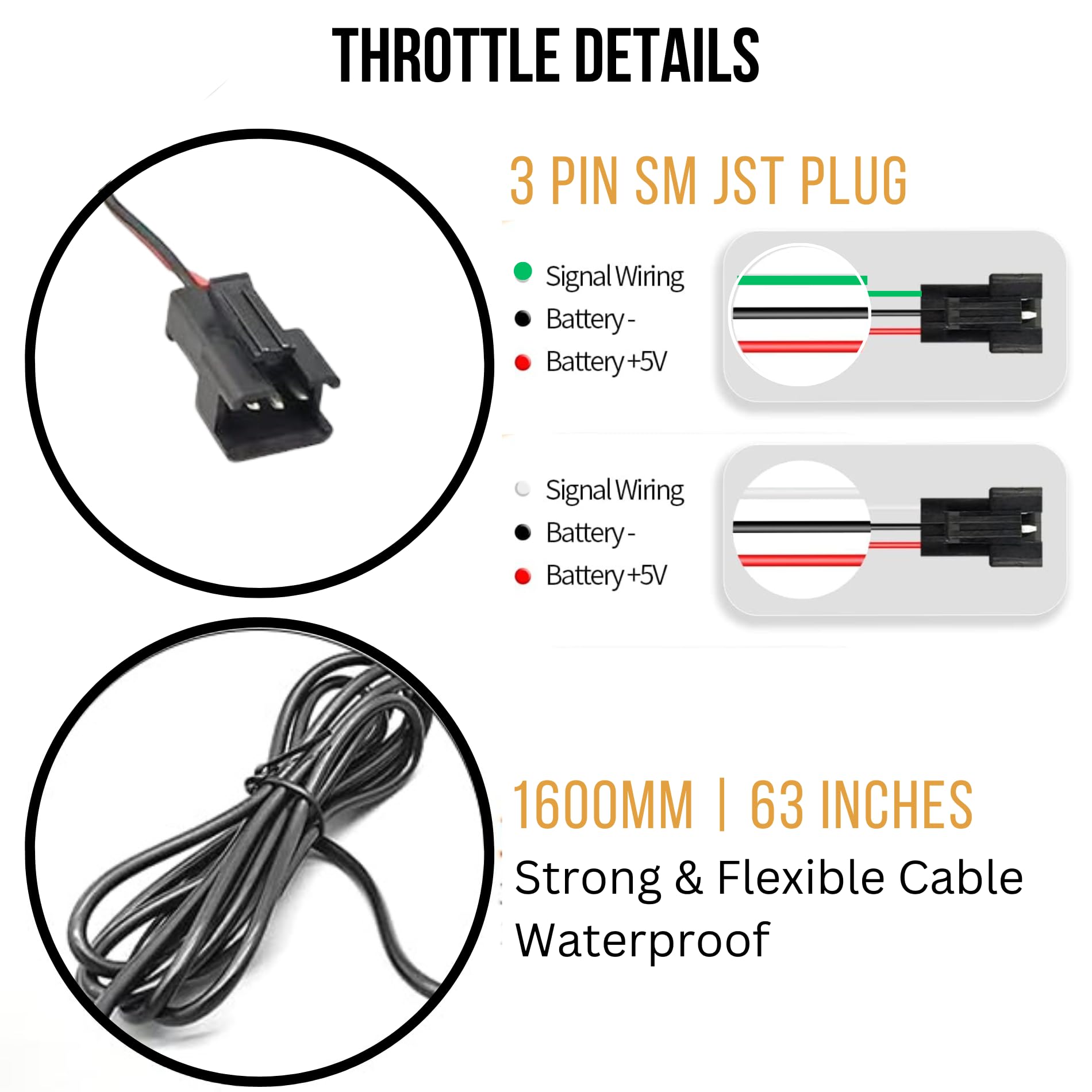 E Bike Full Twist Throttle 3 Pin, Electric Bicycle, Scooter, Ebike Right Hand, Left Hand Grip - Image 4