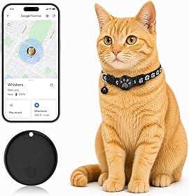 Pet Tracker, coleira GPS para gatos (apenas Android), etiqueta inteligente, à prova d'água, compatível com Google Find My, sem taxa mensal, solução avançada de rastreamento, coleira inteligente para