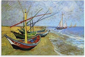 Amazon.co.jp: サント＝マリーの浜辺の漁船 by ゴッホ ポスター
