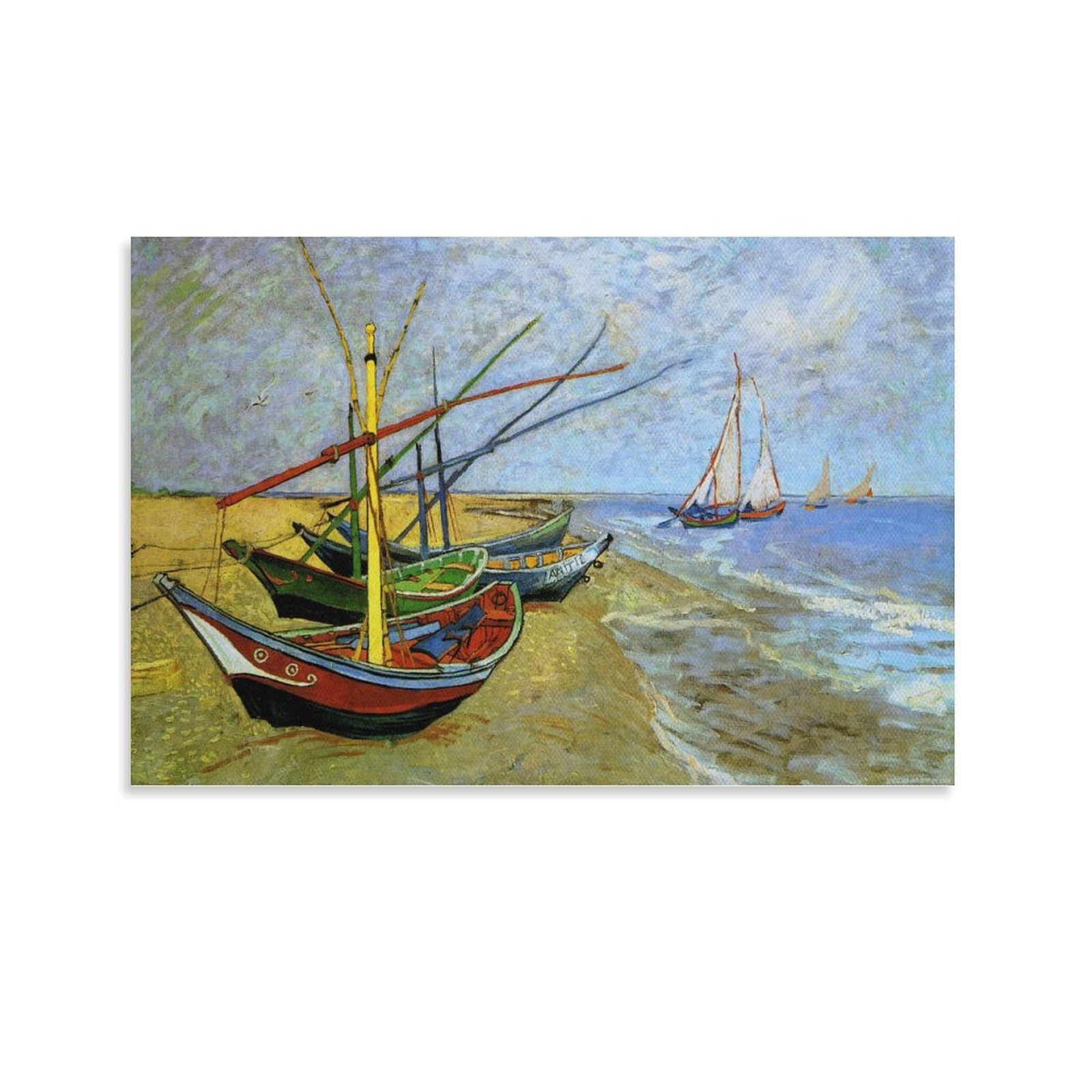 Amazon.co.jp: サント＝マリーの浜辺の漁船 by ゴッホ ポスター