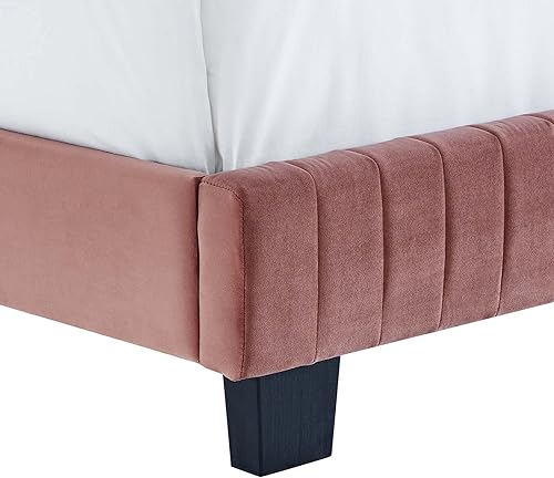 Miniatura 62 de Modway Celine - Base de cama con plataforma de terciopelo capitoné de alto rendimiento, color gris claro Gris,claro,Esmeralda/Sólidos,Gris,Rosa