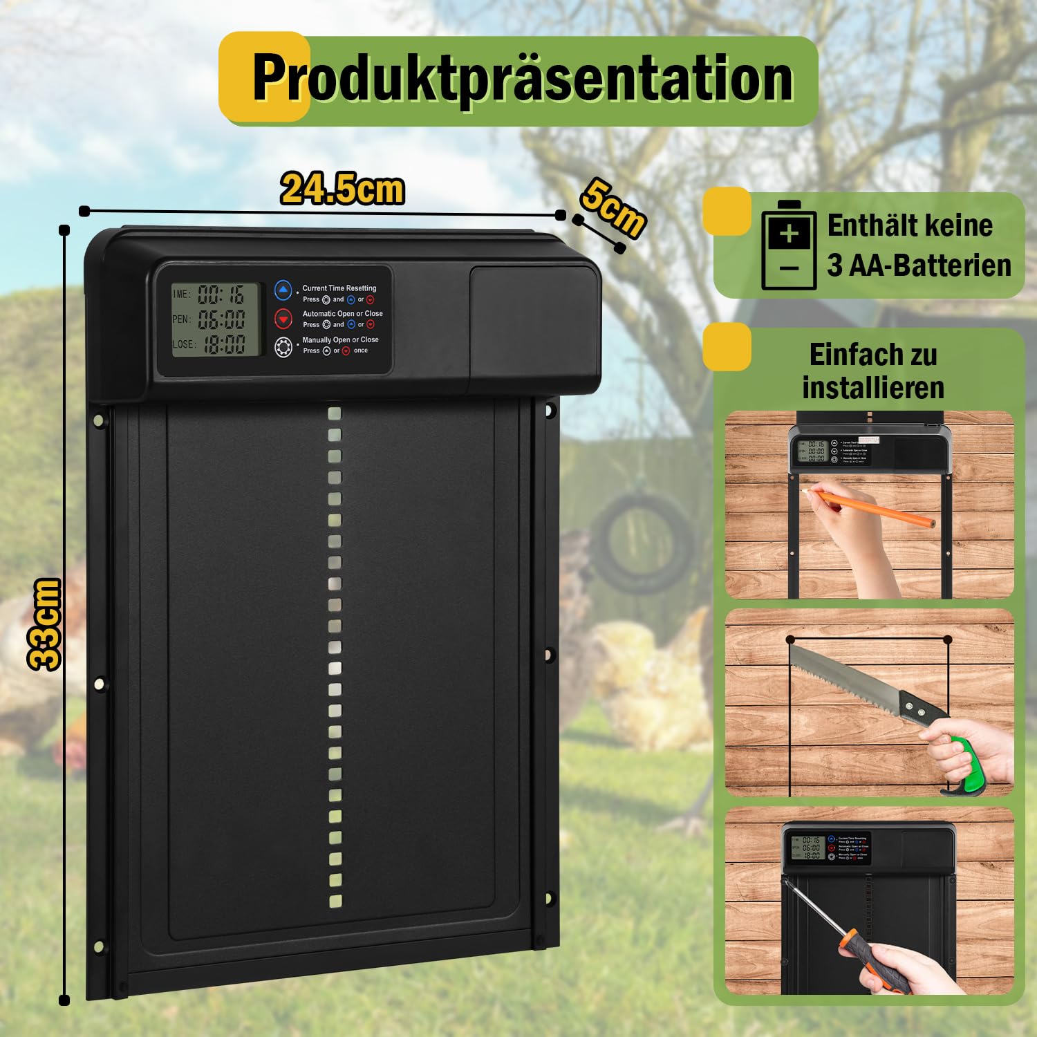 Porte de poulailler automatique Porte automatique de poulailler en alliage d'aluminium | Leroy