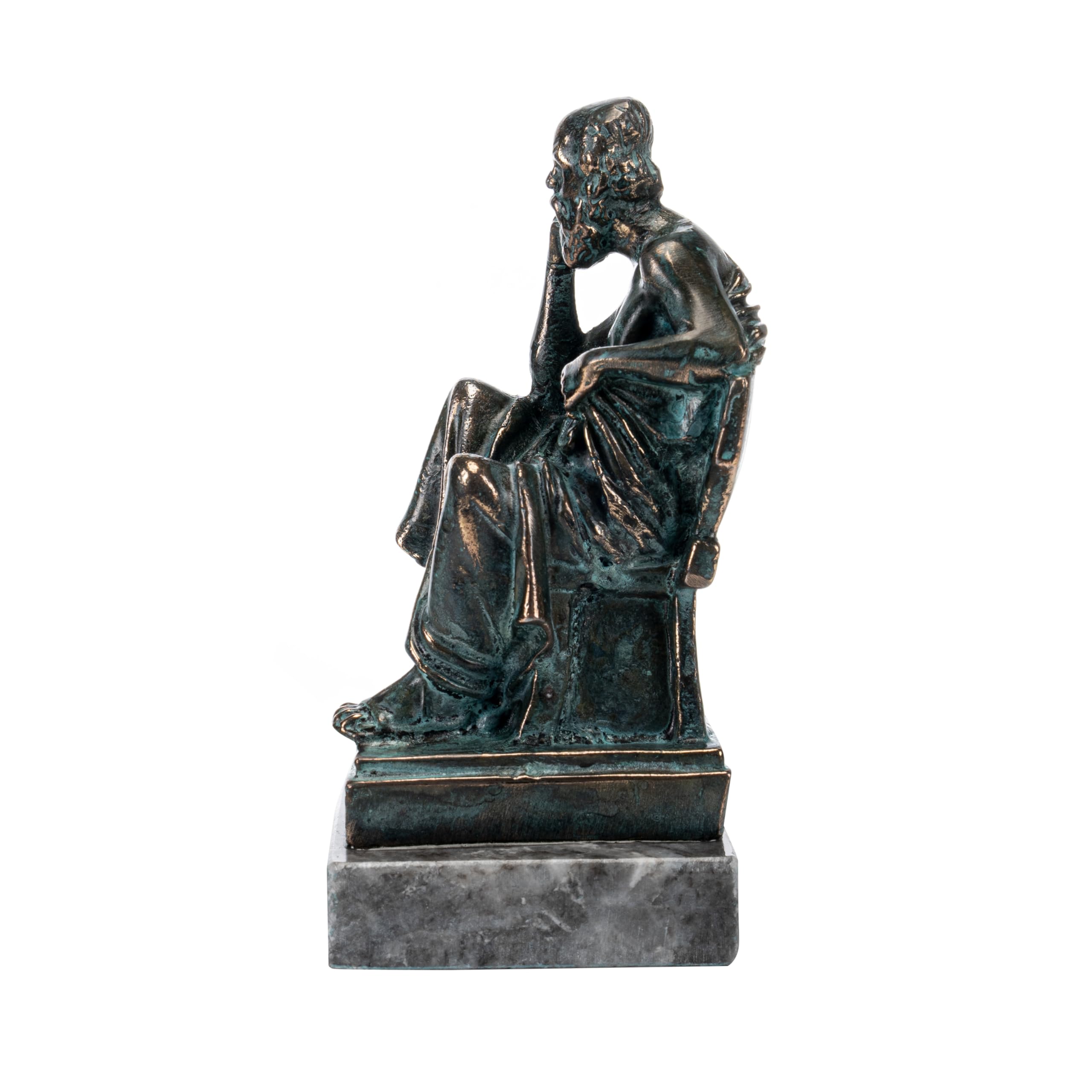 Socrate - Statua in bronzo antico filosofo greco con base in marmo, 14 cm