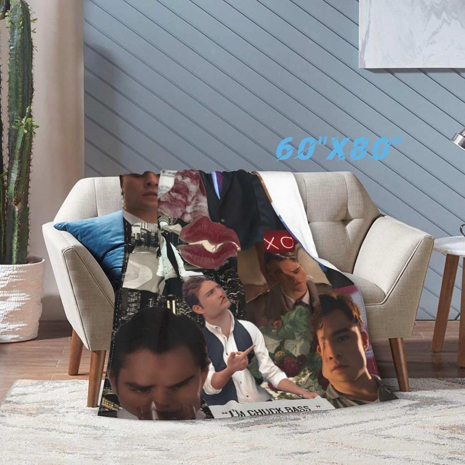 Blanket Chuck Bass Lightweight Bed Blanket Ed Westwick Throw Blanket 4Size (Black, 60"x50")