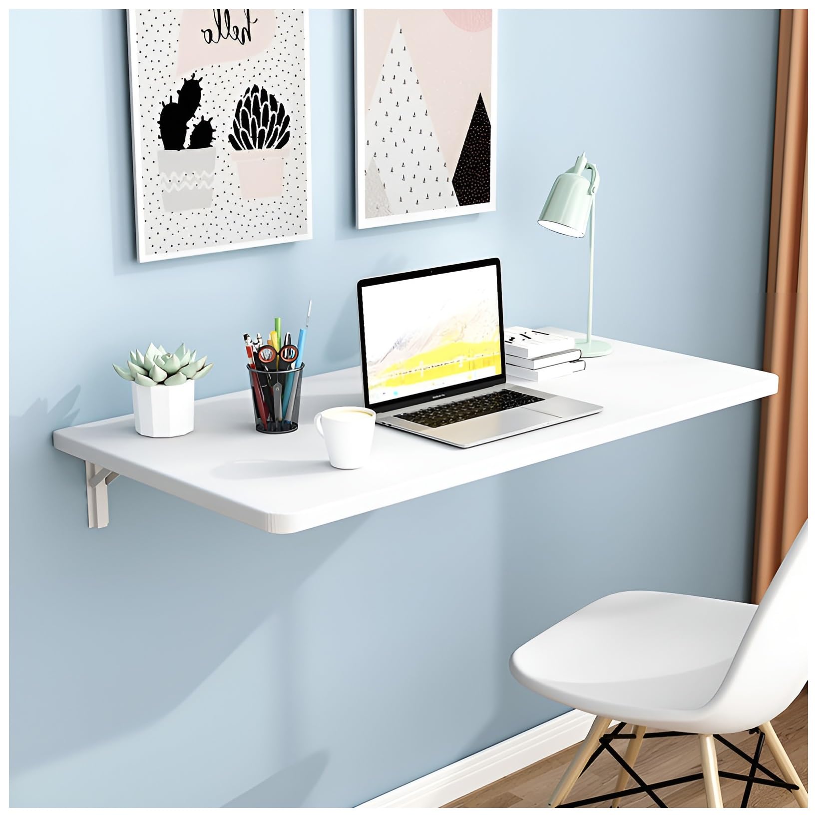 GYRAZXS Compact Folding Wall Desk for Small Spaces 60x40 cm Hanging Flip Table Space Saving Floating Wall Table Ideal for Home Office & Study