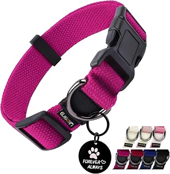 Likesing XS Dog Collar Boy, Cotton Hot Pink Dog Collar 7.8"-11.8" L, 0.8" W