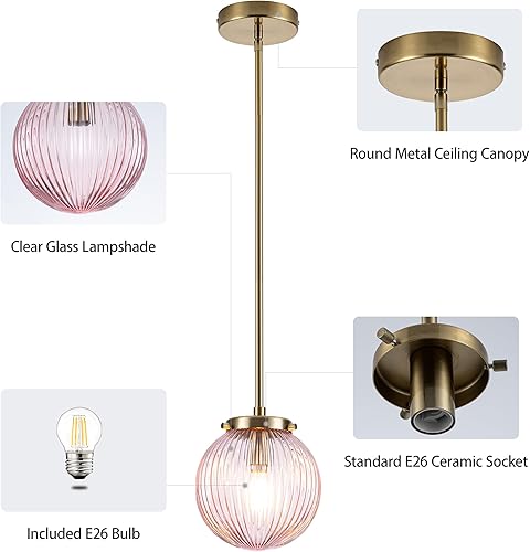 Miniatura 123 de MAYNA Lámpara colgante de granja de 1 luz, lámparas de jaula de metal negro con cadena ajustable y pantalla de vidrio, luces colgantes para isla