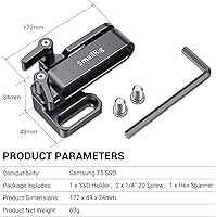 Vista 7 de SMALLRIG Soporte de Montaje Portador de SSD para Samsung T5 SSD con roscas de 1/4"-20, compatible con SMALLRIG Cage para BMPCC 4K y 6K y para Z CAM