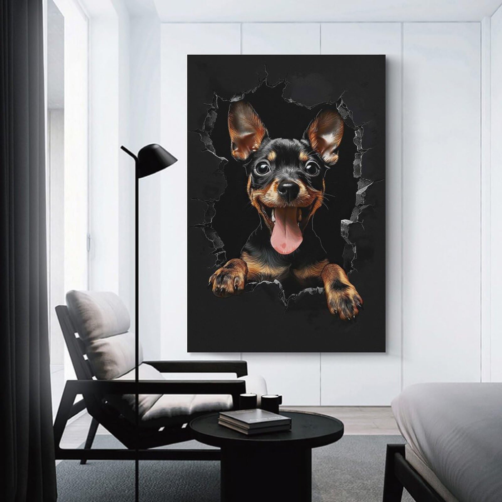 Junmoney Manchester Terrier Wall Picture Print 20x30inch(50x75cm), for Corridors, Hallways Or Apartment Entries, Decorative Canvas Styling for Entry Areas