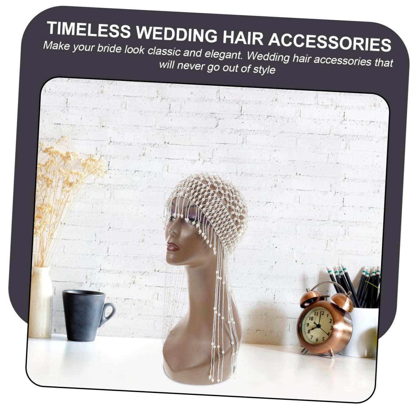 Beaupretty Weißer Perlenquastenhut aus Kunststoff für Hochzeit und Fest | Brautkopfschmuck, Kombiniert mit Kleid und Make Up, Klassischer Stil für Damen