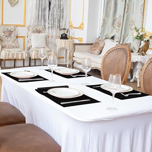 Miniatura 4 de Juego de 6 manteles individuales de tela de lino, lavables a máquina, resistentes al calor, sin arrugas, de poliéster grueso, para la mesa del