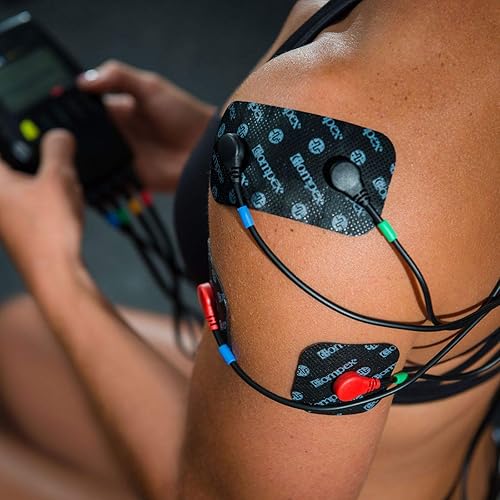 Miniatura 3 de Compex Electrodos Easy Snap de 2 x 2 pulgadas para Edge Performance Sport Elite Estimuladores musculares inalámbricos 4 unidades Paquete de 5