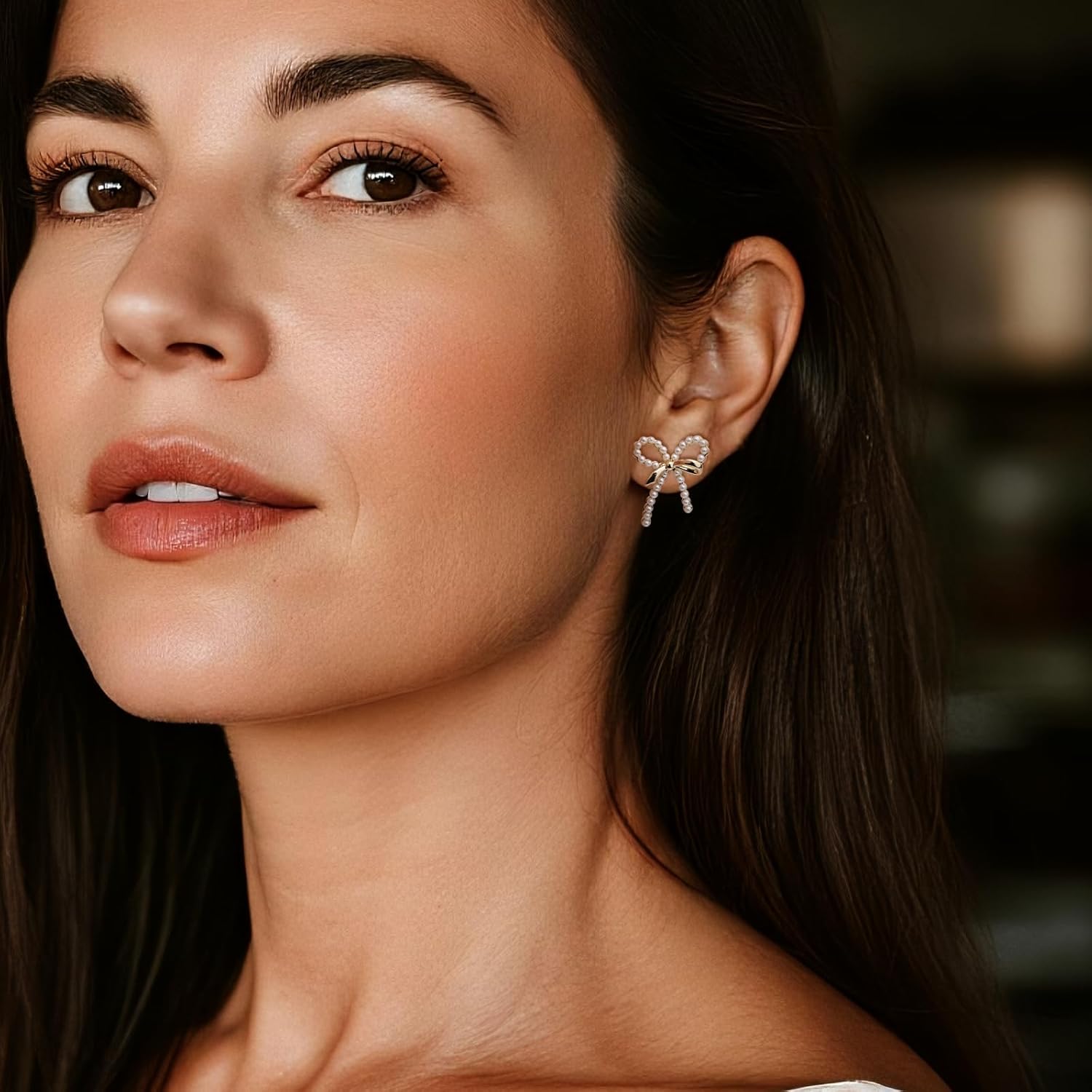 Jean Beau Bow Pearl Stud Earrings for Women, Trendy Dainty Earring Wedding Prom Christmas Fashion Accessories Jewelry Gift - Image 2