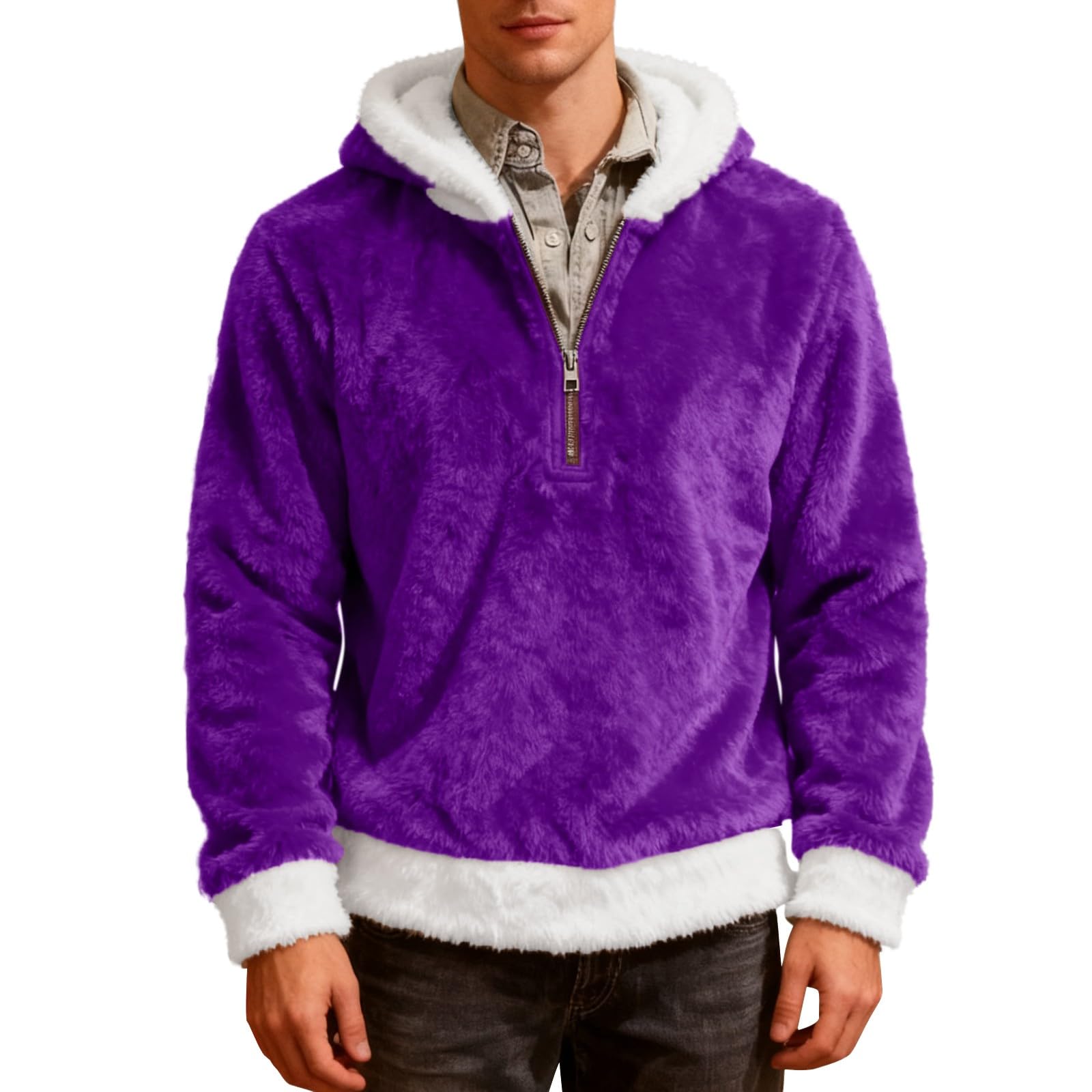 Sudadera Laboral Unisex con Capucha, De Forro Doble Faz, Cremallera, Cómoda, Informal Y Estilo. Chaqueta Verano Hombre (Purple, XL) Entrenamiento Boxeo Kit Pesca Completo Ropa Trabajo