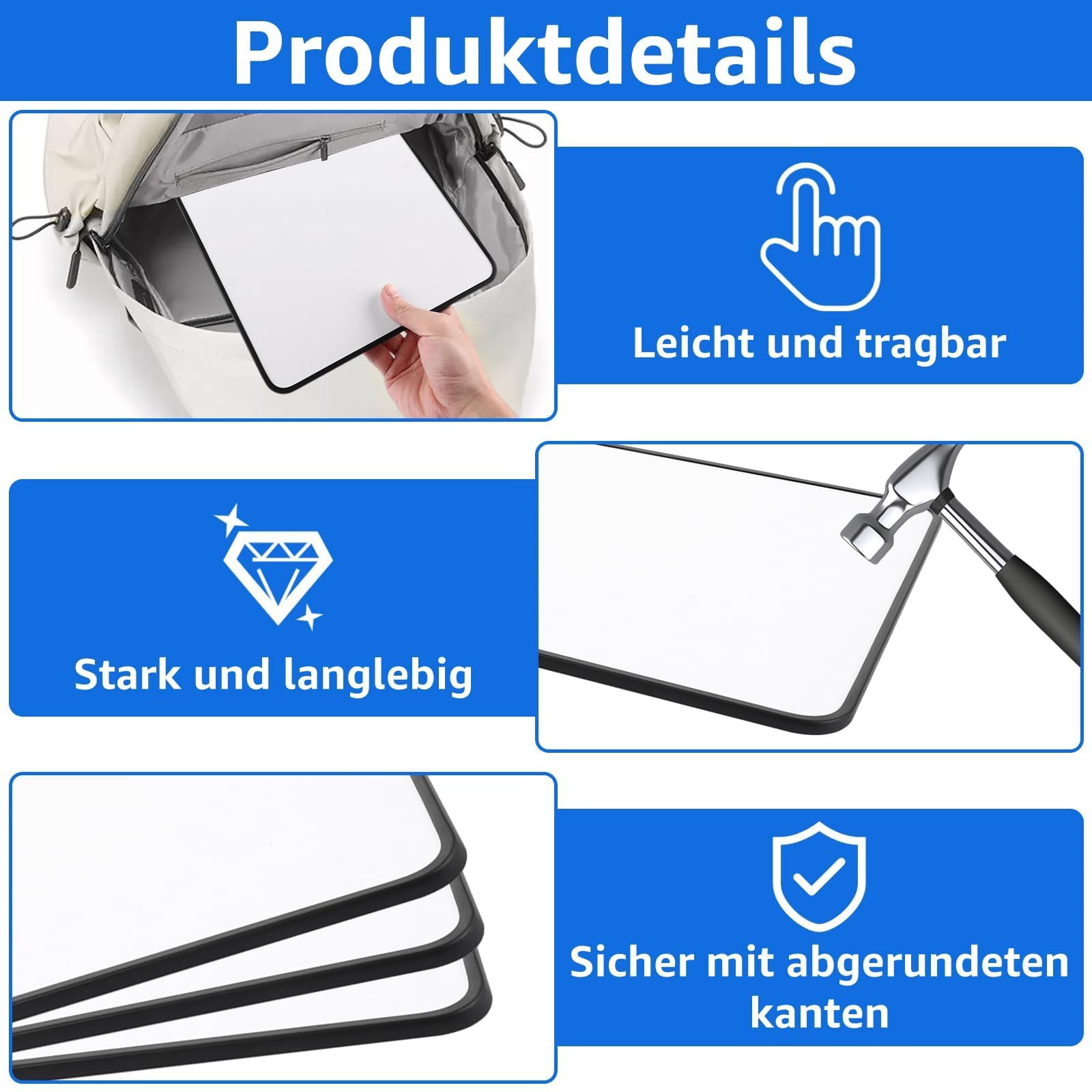 6 Stück 30 X 21cm Whiteboard Klein A4 Mini Whiteboard Doppelseitige mit Schwarzem Rahmen mit 24 Stiften und 6 Board Radierer, Abwischbare Tafel für Klassenzimmer, Schule, Büro, Haus