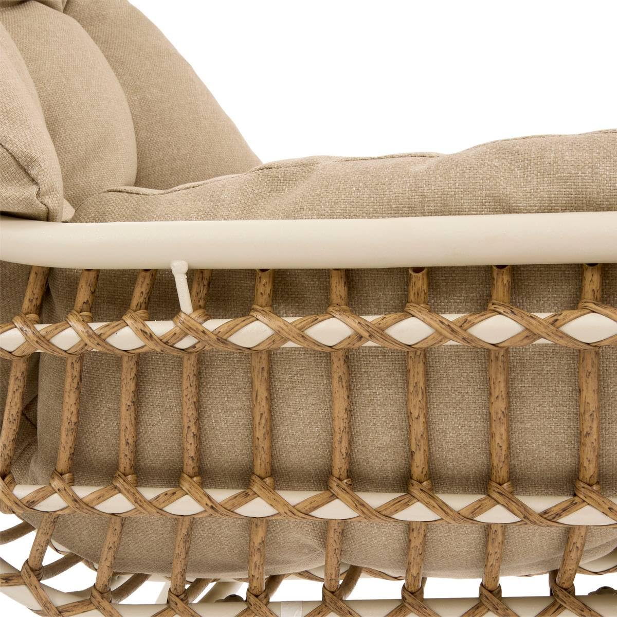 HESPERIDE - Conjunto de Muebles de jardín Paopao Beige Arcilla, 4 plazas, Resistente a la corrosión, Cojines cómodos, 2 sillones, 1 sofá, 1 Mesa Baja
