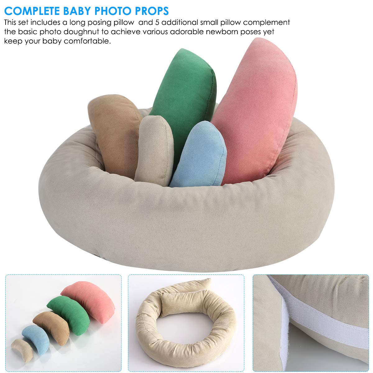 DERCLIVE Lot de 6 coussins de pose pour photographie de nouveau-né - Accessoires de photographie pour bébé de 0 à 3 mois