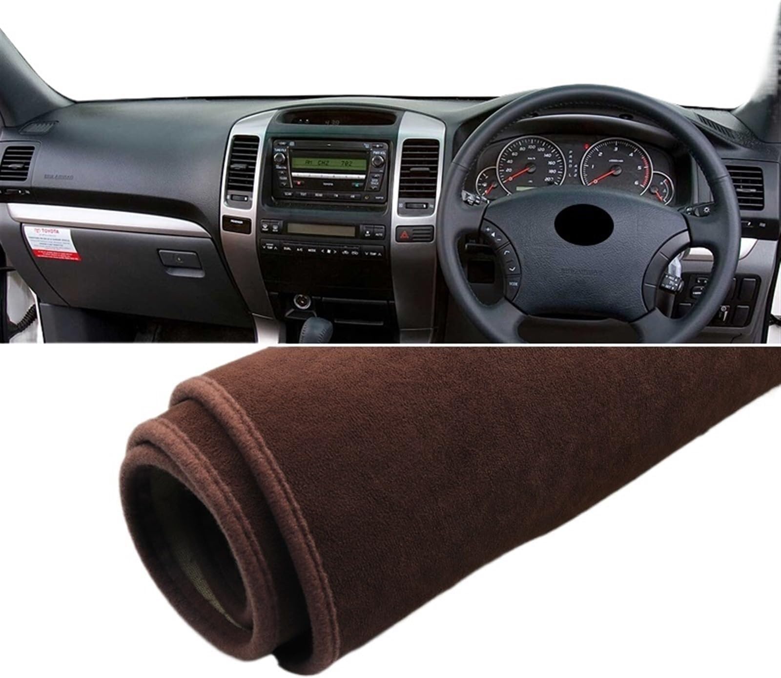 Dash Board Cover Mat For Toyota For Land For Cruiser For Prado 120 J120 2003-2006 2007 2008 2009 Car Dashboard Cover Avoid Light Pad Anti-UV Car Dashboard Cover Mat(B RHD Brown)