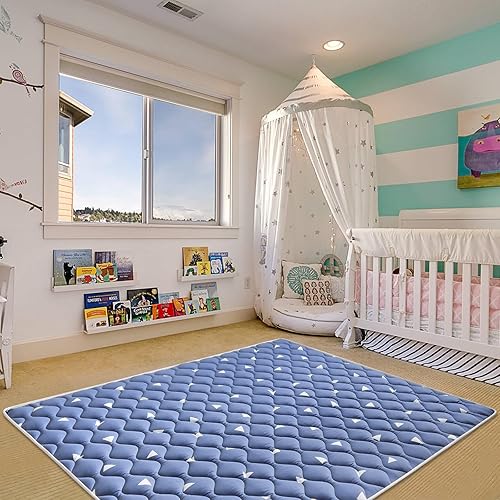 Miniatura 8 de Tapete de juego para bebé de 79 x 63 pulgadas, tapete grueso para gatear, tapetes de actividades extra grandes para bebé, tapete portátil