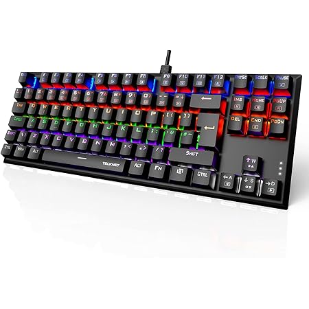 TECKNET Mechanical Gaming Keyboard 88 Keys Full Anti-ghosting Mechanical Keyboard,Customizable LED Backlit Ideal for Gamers and Typists, UK Layout