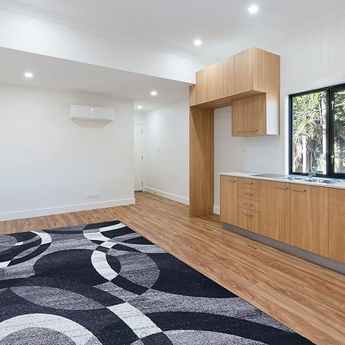 Miniatura 2 de YUFANUHO Alfombra moderna de lana sintética suave de 4 x 6 pies, diseño de líneas de círculos abstractos, para sala de estar, dormitorio, lavable a