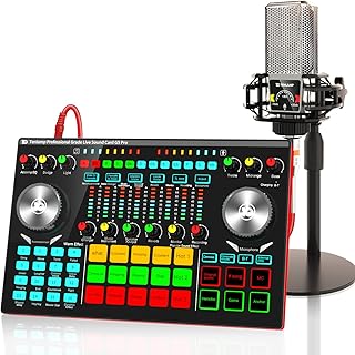 Sound Card for Live Streaming, tenlamp G5 Pro Live Sound Card and PK King Microphone Podcast Equipment Bundle, All-In-One ...