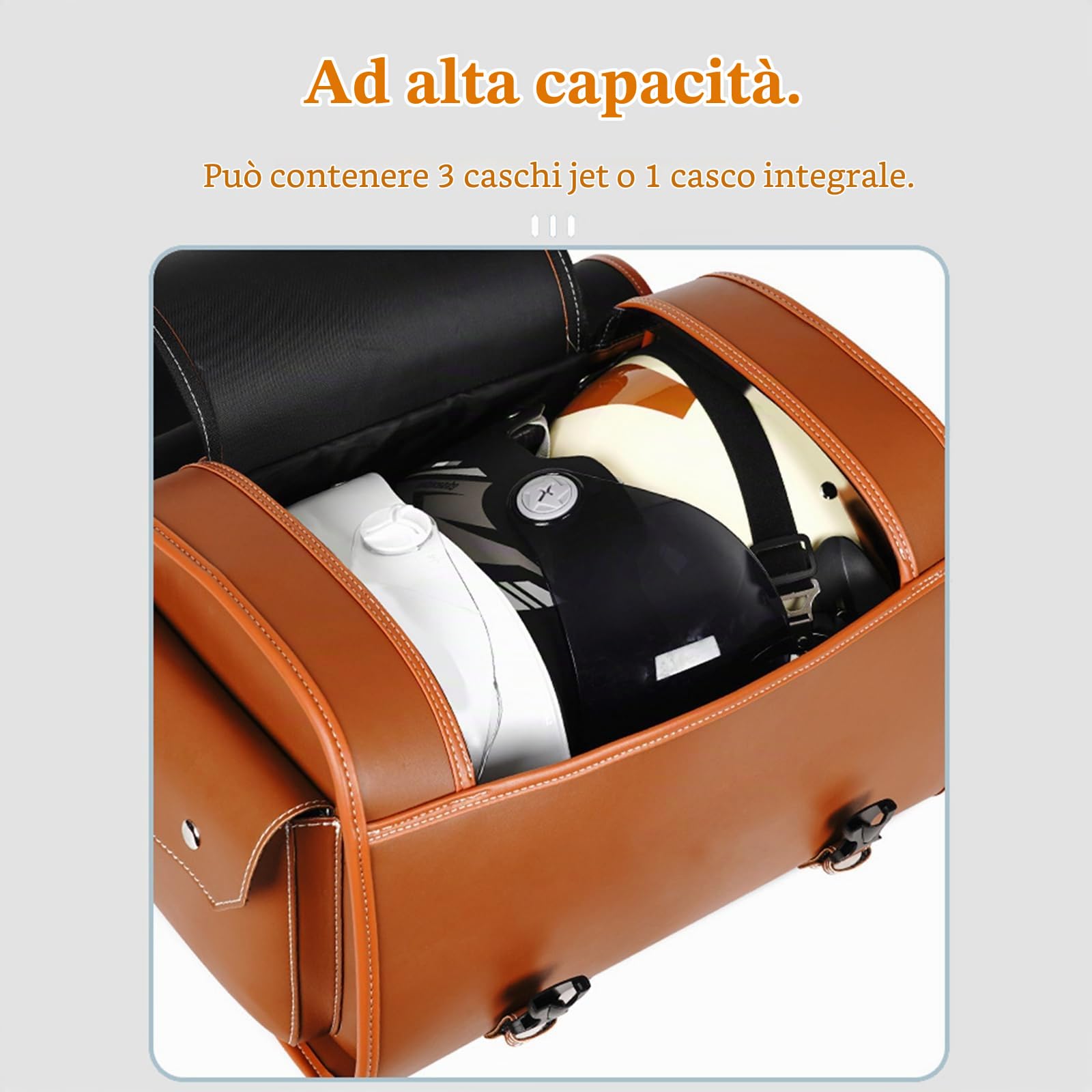 Moto Baule Posteriore per Vespa GTS GTV 250 300, Bauletto Impermeabile, Borse in Pelle Strumenti, Borsa da Sella, B Light Brown
