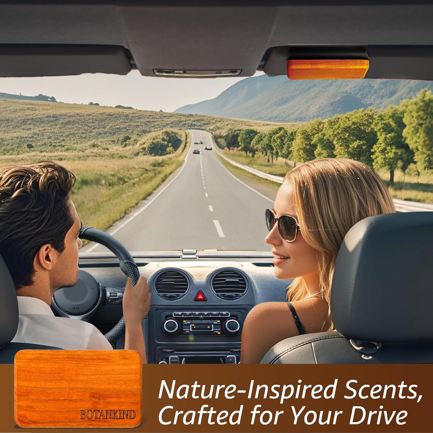 Car Air Freshener- Original Wood Air Freshener-Car Odor Eliminator for Visor Clip-Long Lasting Scent, Vehicle Scent Diffuser for Truck, SUV, Sedans - 4 pack Included 2 Clips (Teak-Amber-Cabana-Grove)