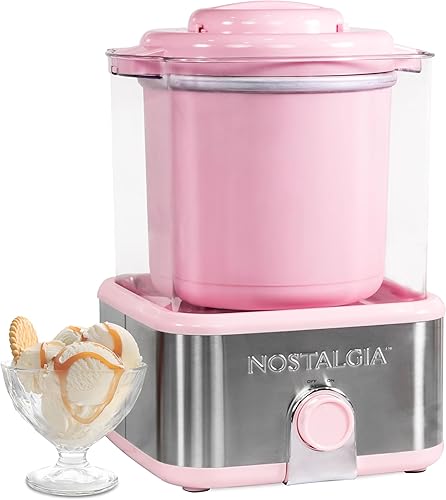 Miniatura 10 de Nostalgia Máquina Eléctrica para Hacer Helado con Recipiente de Gel Aislado de 2-Qt de Doble Capa y Base de Acero Inoxidable - Hace Sorbete, Helado
