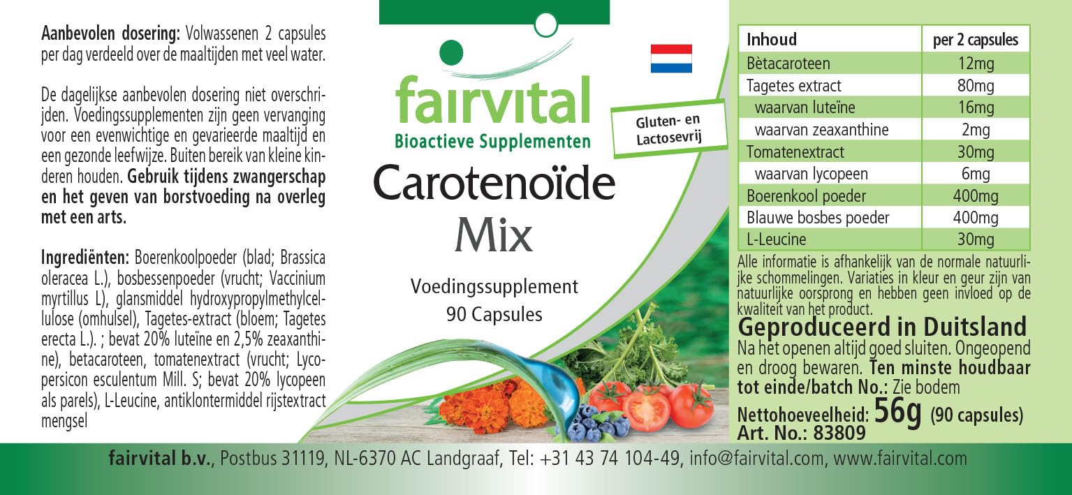fairvital Carotinoid Mix, 90 Kapseln, schluckfreundlich, HOCHDOSIERT, VEGAN, natürliche Carotinoide mit Anthocyanen (Packung mit 2)