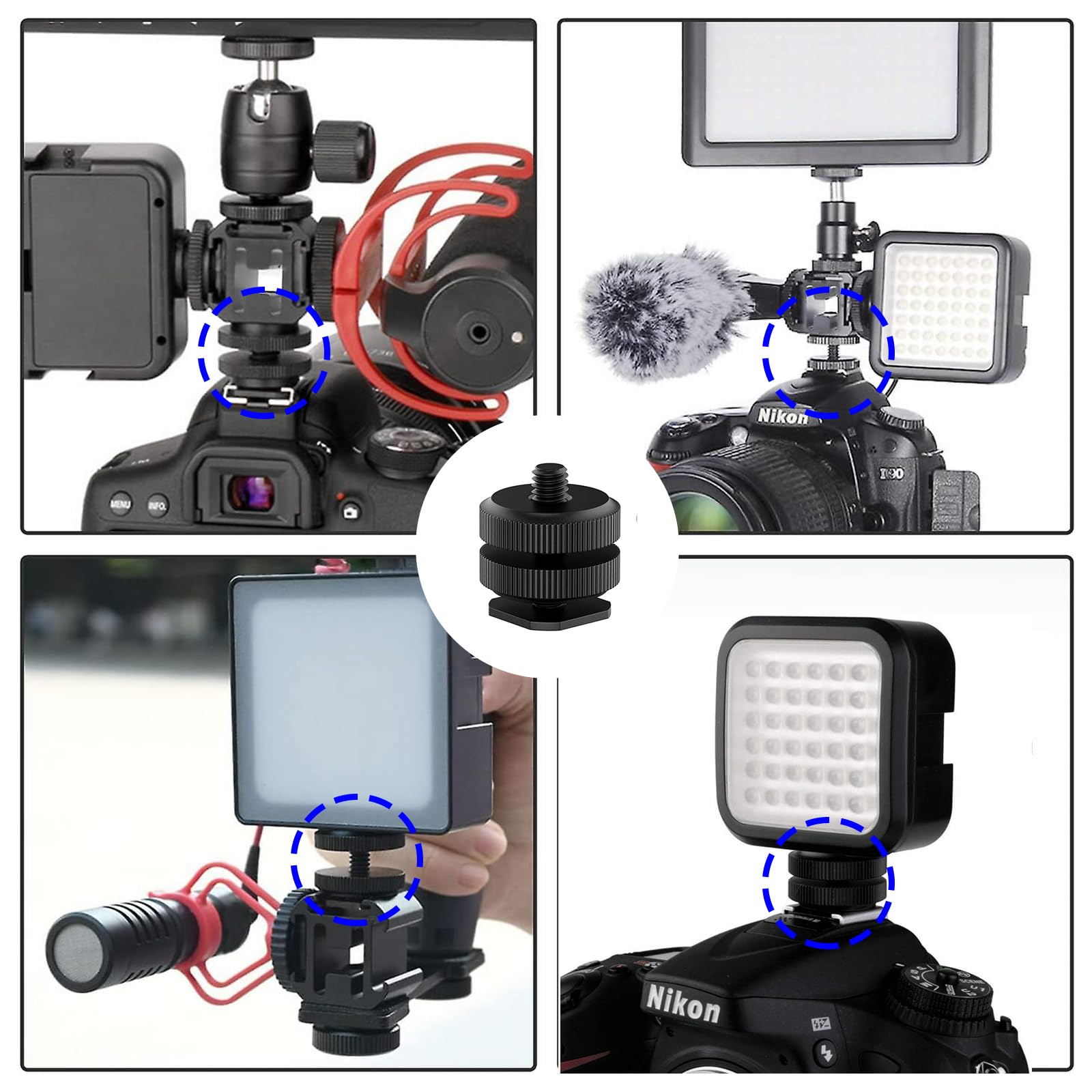 2 Rotules Tête Sabot Flash – Compatible Toutes Marques D'appareils Photo, Pas De Vis 1/4, Support 300 G | Accessoire Photo Pro Français