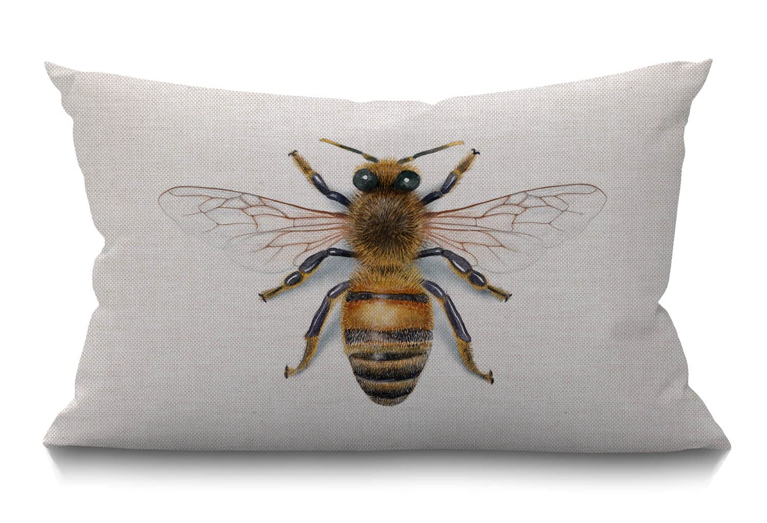 Bgbdeia Multi 112 Bee Cushion Cover Outdoor Linen Pillowcase Watercolour Drawing Bees Throw Pillow Cover 30Cm X 50Cm Hippie Decorative Oblong Lumbar Pillow Case For Livingroom Sofa Bed,30X50cm 12X20 Inch