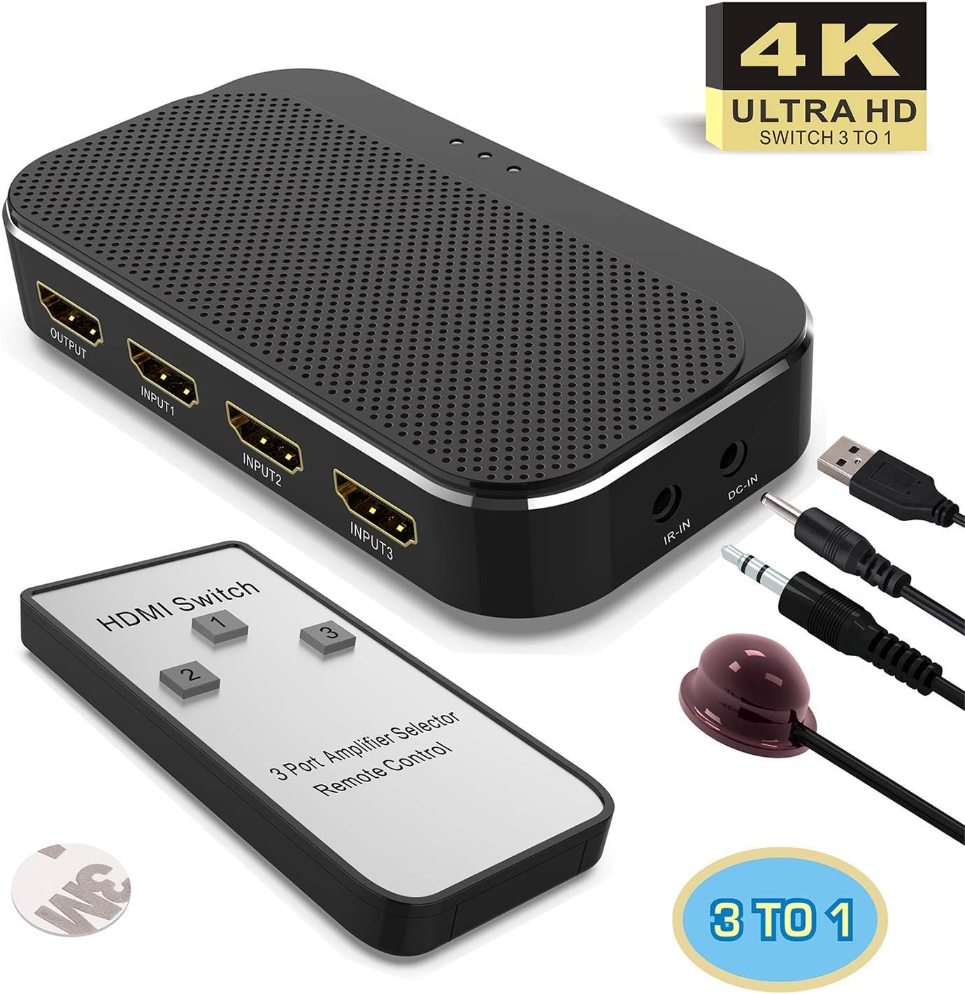 Boîtier Commutateur HDMI 3 Entrées 1 Sortie 4K - Switch Manuel Avec Séparateur Haute Vitesse