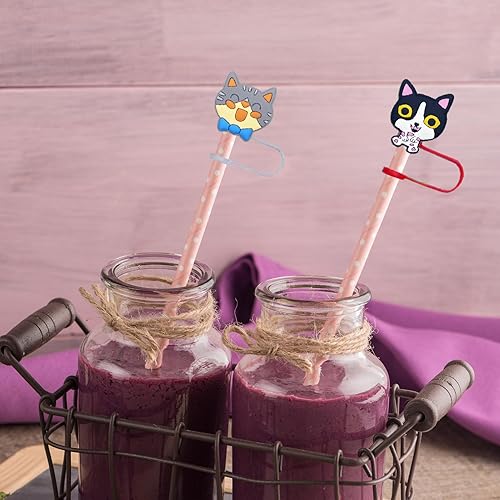 Miniatura 6 de 12 fundas para popotes de 0.276-0.315 in (0.276-0.315 in), tapas de paja de silicona, tapas reutilizables portátiles para popotes, tapas de paja de