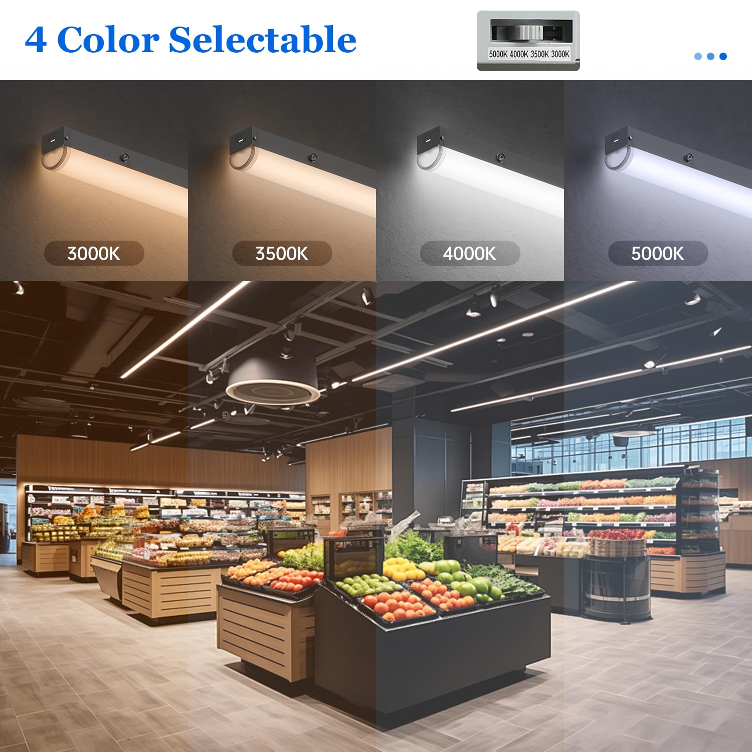Dephen 4 Fuß LED-Streifen, linear Notlicht mit Batteriehalterung, 20W/30W/40W LED wählbar, 5280 Lumen, 4 CCT abstimmbar, Notbeleuchtung 3000-5000K für