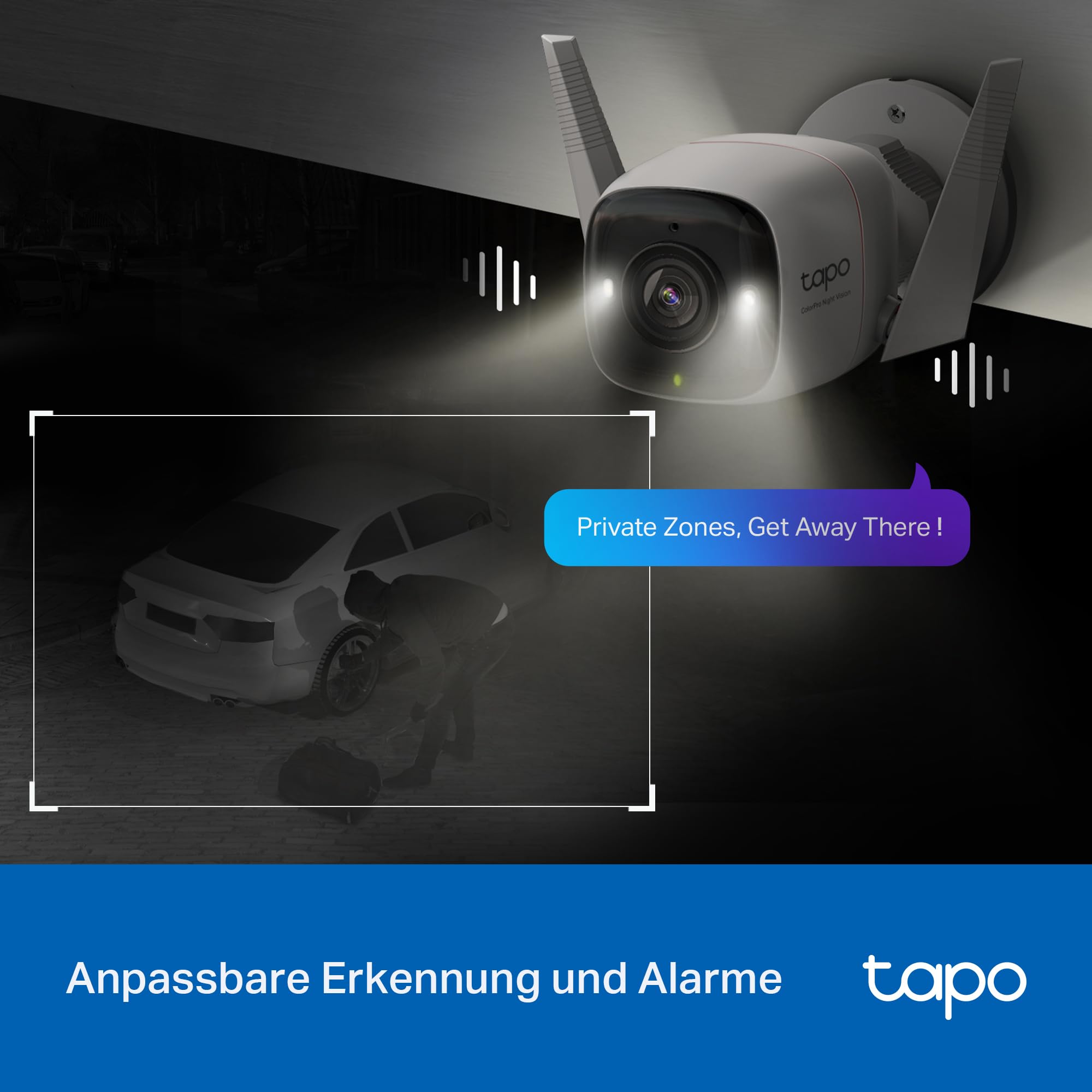 Tapo TP-Link C325WB Überwachungskamera Außen, ColorPro & IR Nachtsicht, Objektiv mit Superblende, 2K Auflösung, kostenlose KI-Erkennung, IP66, 2-Wege Audio, Alarmmeldung