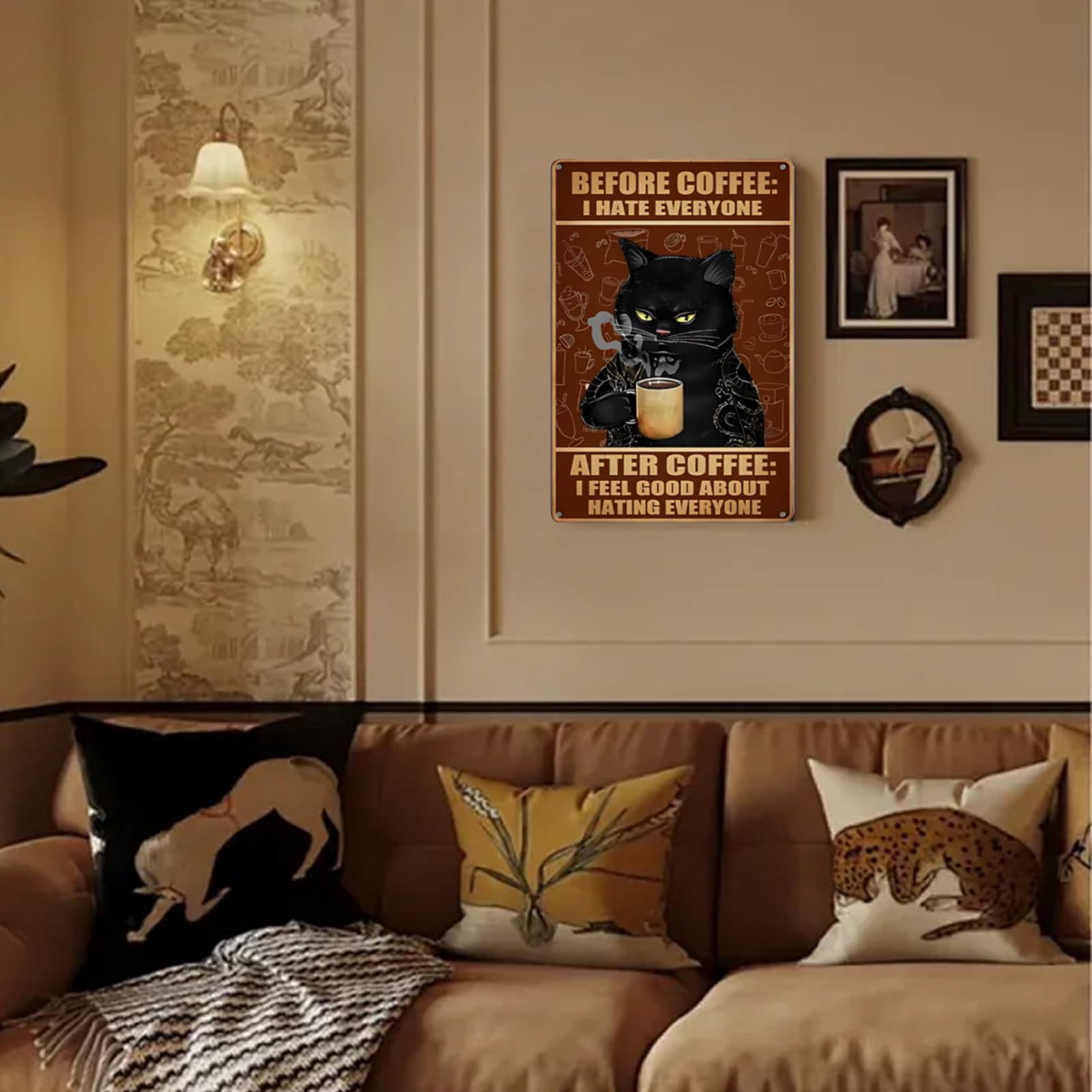 ANWND Plaque En Métal Vintage En Forme De Chat Noir Pour Décoration