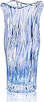 Vista 1 de Jarrón de vidrio para flores, jarrones de vidrio transparente azul para centros de mesa, jarrón de cristal para decoración de flores de mesa