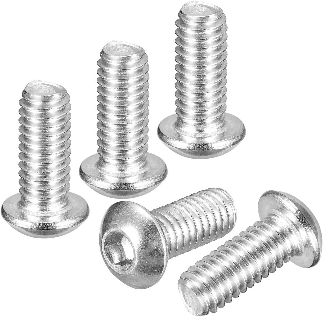 5/16"-18x3/4 Button Head Socket Cap Screws - 40Pack - Good for Road Bicycle, Mountain Bike, Auto, Motorcycle - 304 Stainless Steel Whitewashed - Hex Drive Fasteners