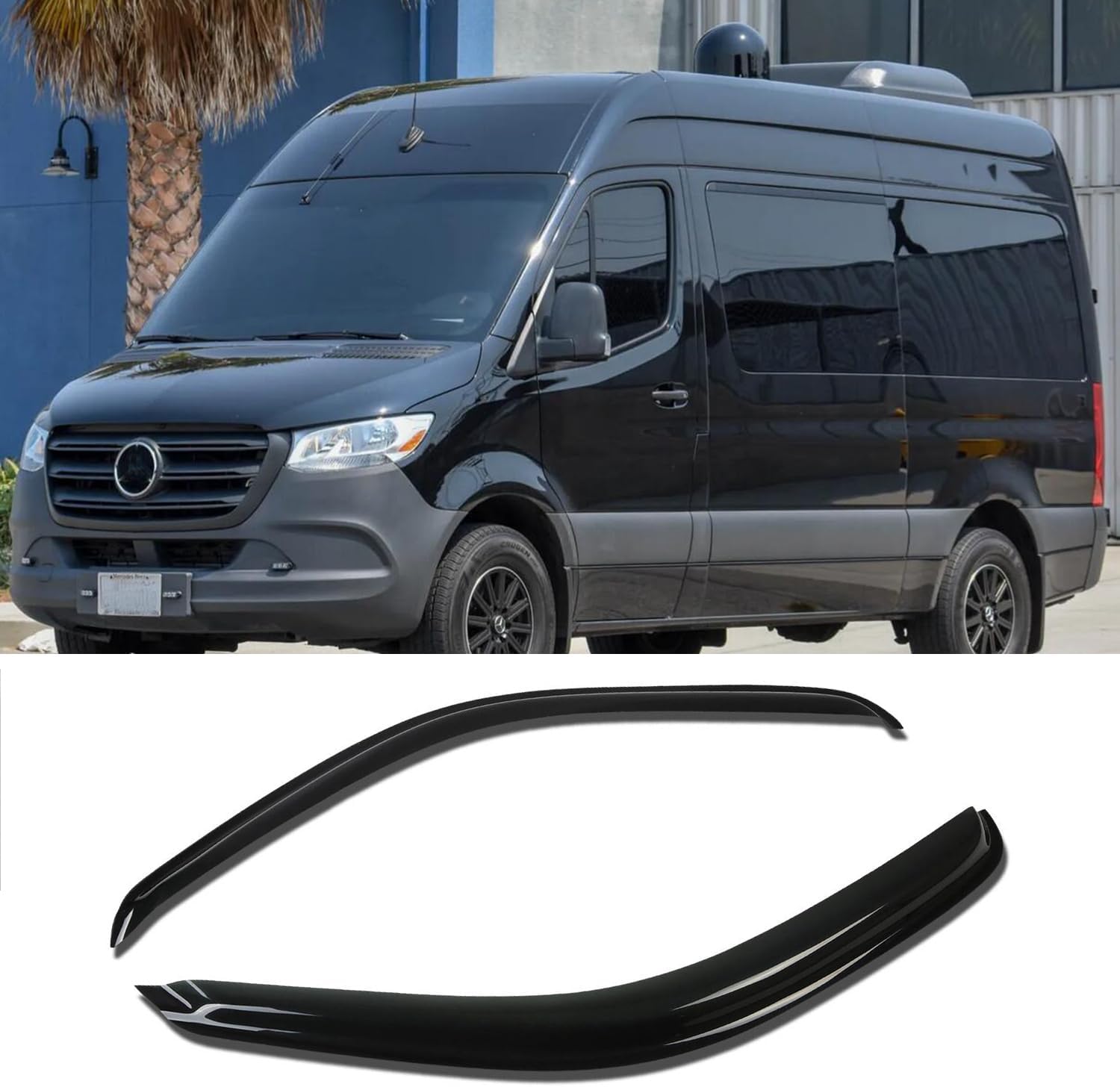 MB58 Side Window Visor Wind Vent Deflector for 2019-2021 Mercedes-Benz Sprinter,2pcs Outside Mount Tape-On Nice Shade Sun Rain Guards Set 2019-2021 benz Sprinter