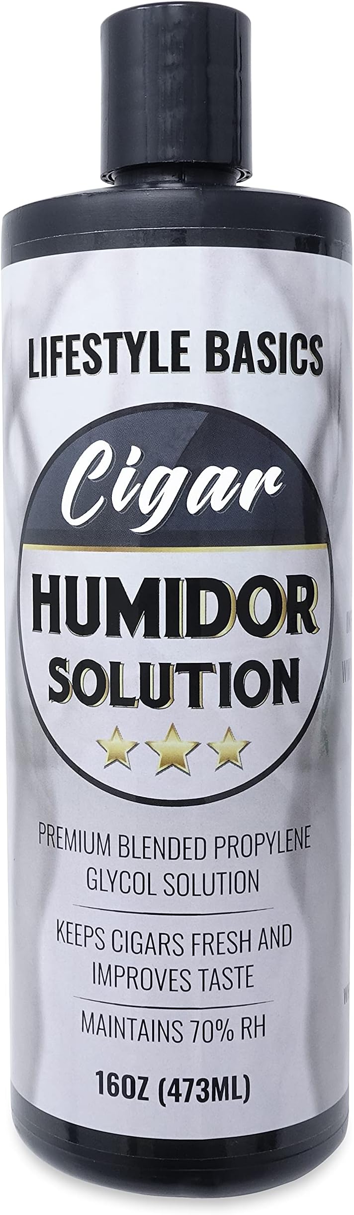 Lifestyle Basics Cigar Humidor Solution 16 oz (473 ml) - Humidifier Liquid - Premium Propylene Glycol PG Solution Formula - 70% RH - Safe and Non-Toxic