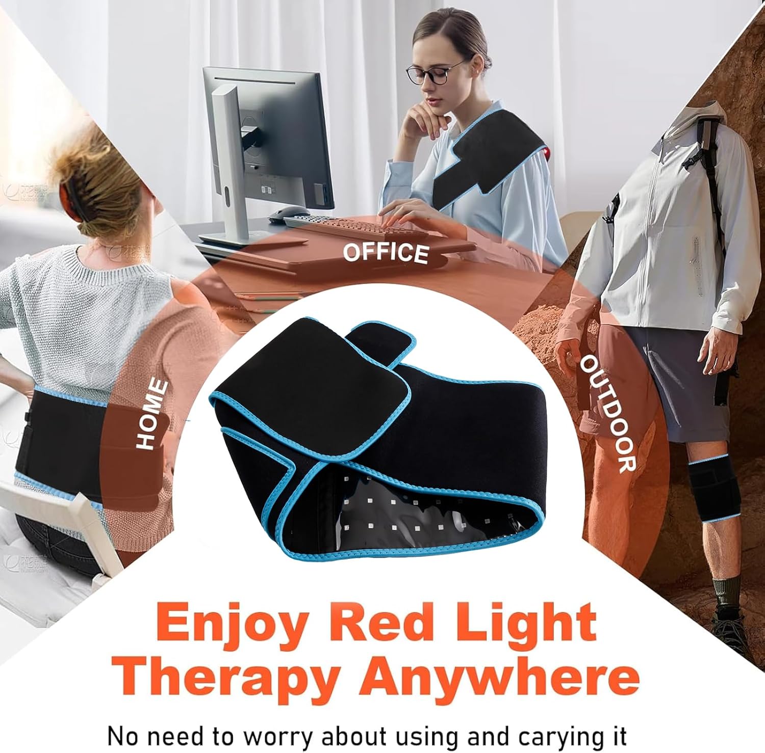 Red Light Therapy Belt 105 3-in-1 LED Beads 660nm and 850nm Near Infrared for Body Waist Back Knees 5 Brightness 7 Timer Modes