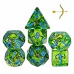 UDIXI 7PCS D&D Polyhedral Dice Set, Green DND Dice Set Filled with Bow for Role Playing Games as RPG Tabletop Games (Ranger)
