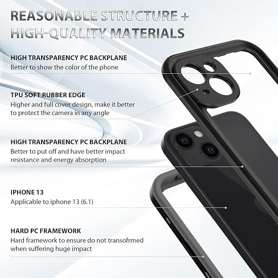 BDIG Waterproof case for iPhone 13, IP68 Waterproof Full Body 360 Shockproof Snowproof Dustproof Protector Case With Built-in Screen Protector for iPhone 13