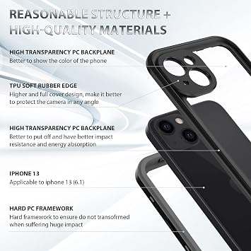 BDIG Waterproof case for iPhone 13, IP68 Waterproof Full Body 360 Shockproof Snowproof Dustproof Protector Case With Built-in Screen Protector for iPhone 13