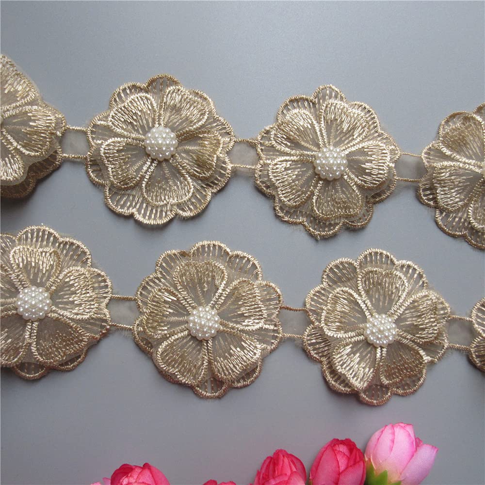 Qiuda 2 Yard Parel Gouden Kant Rand Trim Lint 1,5 cm Qiuda 2 Yard Parel Gouden Kant Rand Trim Lint 1,5 cm