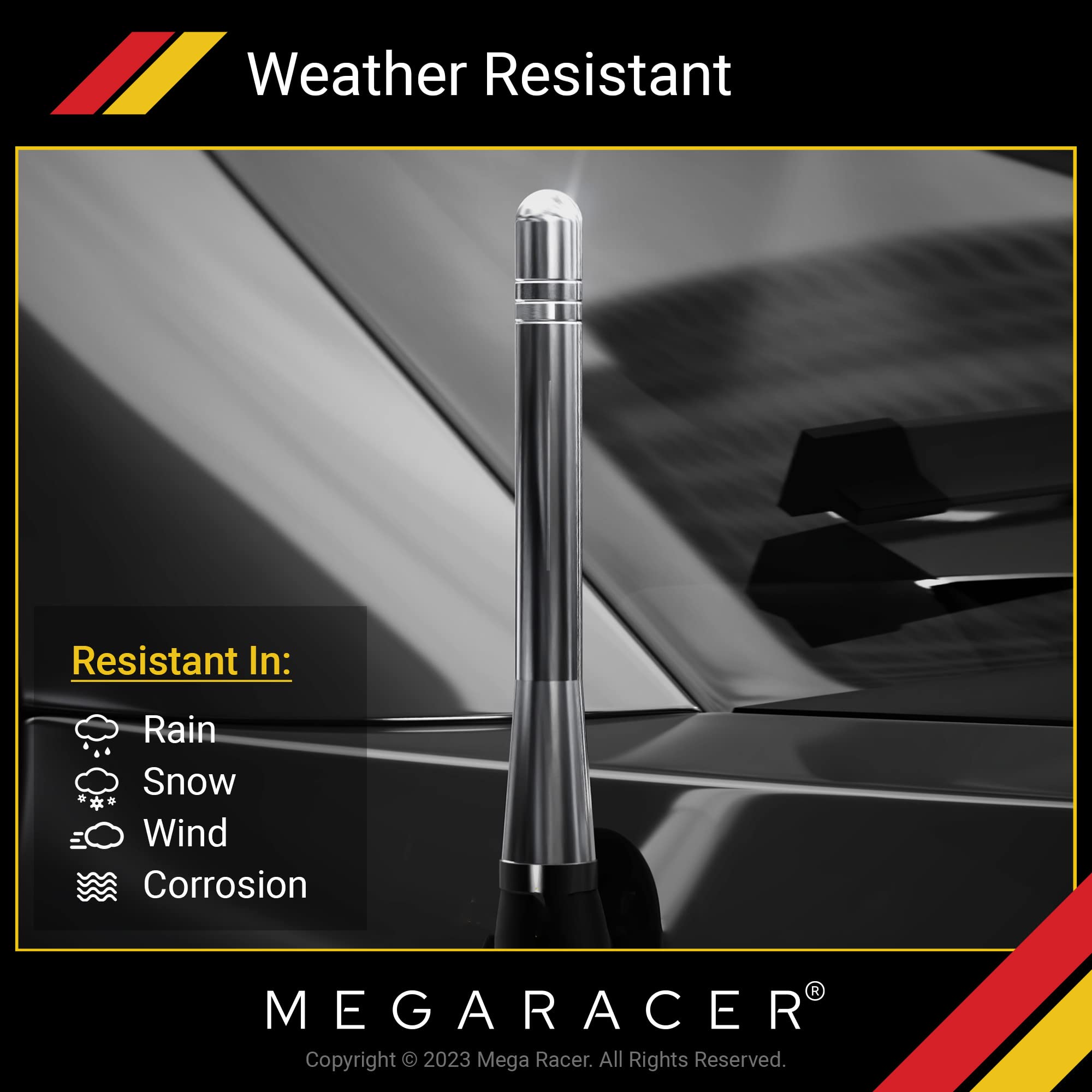 Mega Racer 1 x JDM Style Nero 4.9 in / 124 mm Vera Fibra di Carbonio Vite Tipo di Antenna Breve Stubby Sostituzione Auto SUV Berlina Coupe